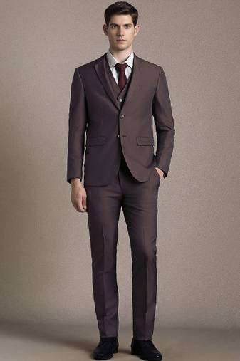 Self design notched lapel slim fit 3 piece suit