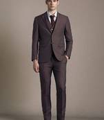 Self design notched lapel slim fit 3 piece suit
