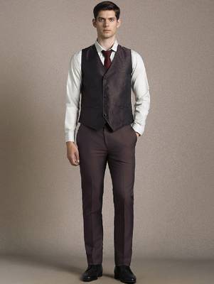 Self design notched lapel slim fit 3 piece suit 2