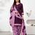 Purple printed cotton blend stitched geometric print salwar kurta dupatta for women