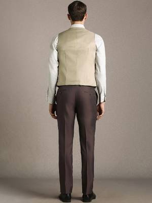 Self design notched lapel slim fit 3 piece suit 4