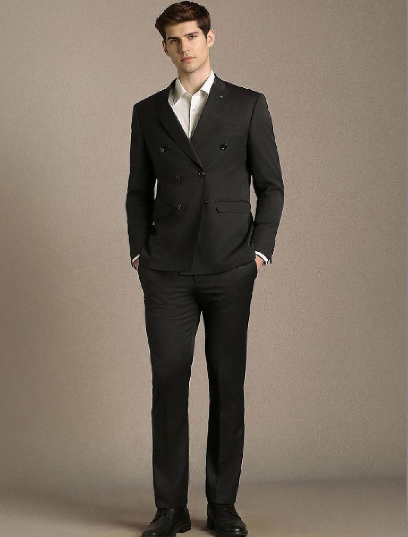 Notched lapel slim fit 2 piece blazer and trousers suits