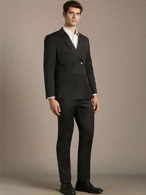 Notched lapel slim fit 2 piece blazer and trousers suits 2