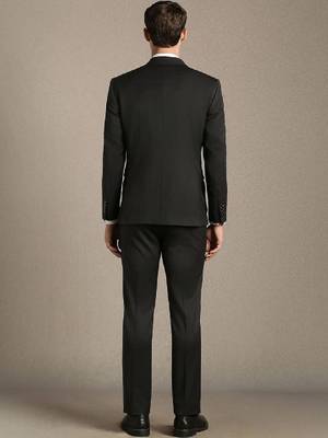 Notched lapel slim fit 2 piece blazer and trousers suits 3