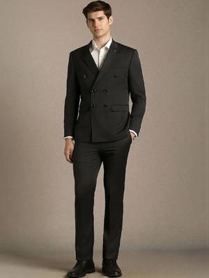 Notched lapel slim fit 2 piece blazer and trousers suits 4