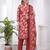 Red printed cotton blend stitched floral print salwar kurta dupatta for women