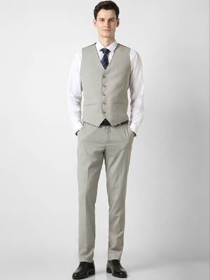Notched lapel slim fit 3 piece suits 2