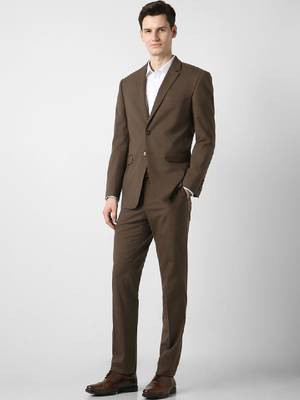 Notched lapel slim fit 2 piece blazer and trousers suits 2
