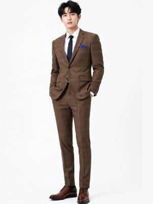 Checked tailored fit single-breasted two-piece suit 1