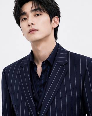 Striped tailored fit single-breasted two-piece suit 2
