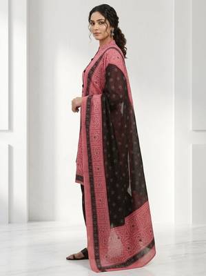 Pink printed cotton blend stitched bandhani print salwar kurta dupatta for women 2