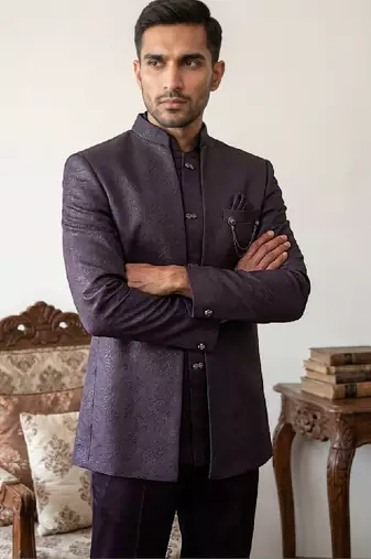 Woven design three piece suits
