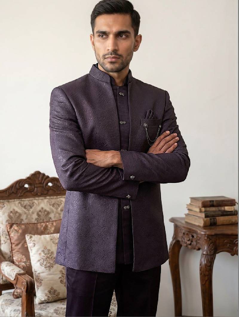 Woven design three piece suits