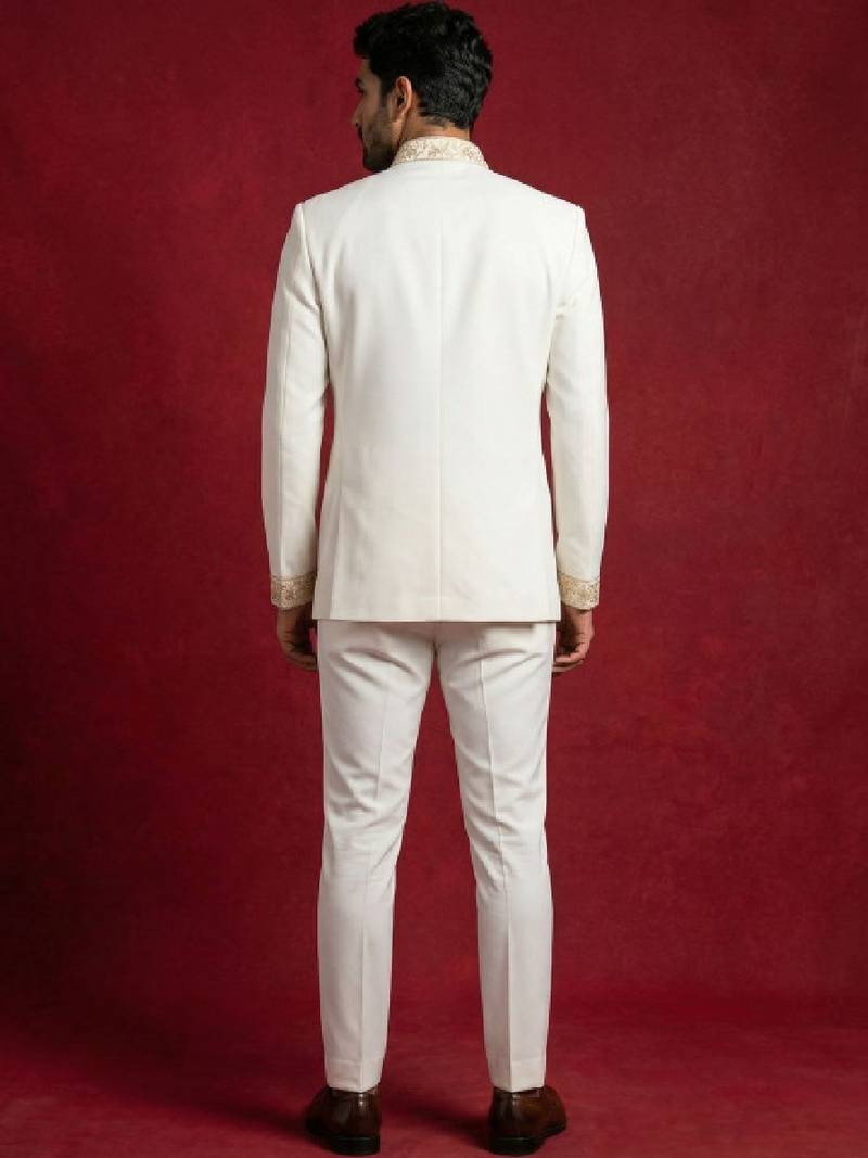 Embroidered mandarin collar jodhpuri suits