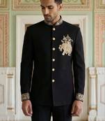 Embroidered mandarin collar jodhpuri suits