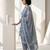 Blue printed cotton blend stitched floral print salwar kurta dupatta for women