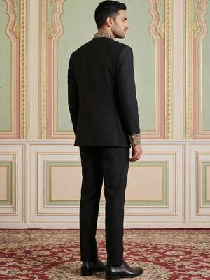 Embroidered mandarin collar jodhpuri suits 3
