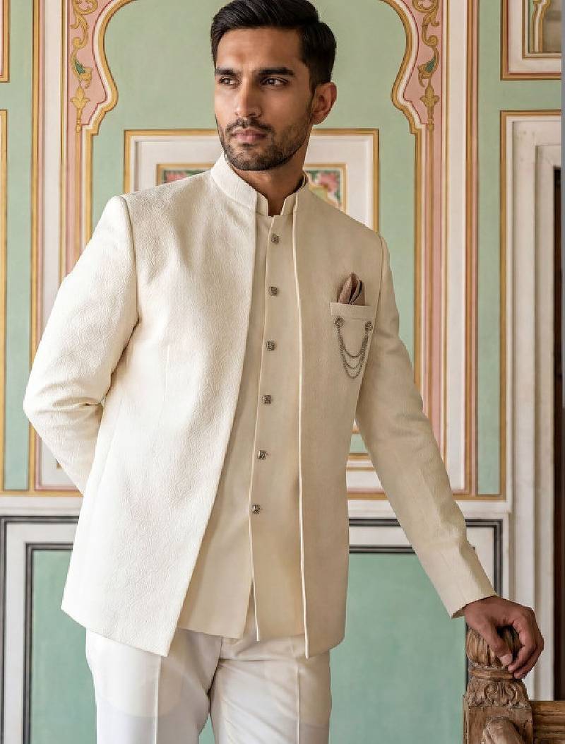 Mandarin collar 3-pieces ethnic suits