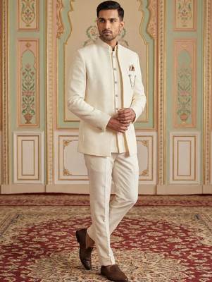 Mandarin collar 3-pieces ethnic suits 2