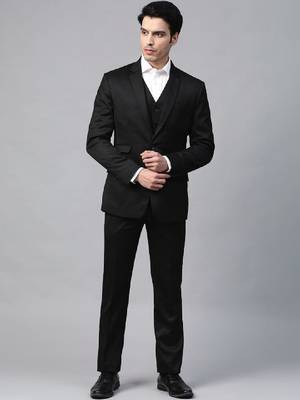 Notched lapel slim-fit single-breasted three-piece suit 1