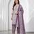 Purple printed cotton blend stitched floral print salwar kurta dupatta for women