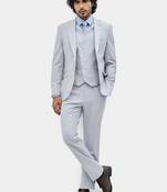 Self design slim fit single-breasted three-piece suits