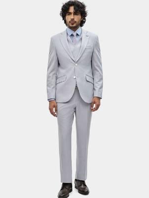 Self design slim fit single-breasted three-piece suits 2