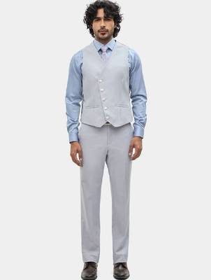 Self design slim fit single-breasted three-piece suits 3