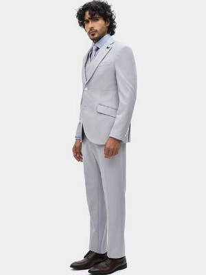 Self design slim fit single-breasted three-piece suits 4