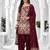 Maroon printed cotton blend stitched geometric print salwar kurta dupatta for women
