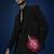 Hibiscus 3 peace black hand embroidered tuxedo shirt with pant