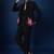 Hibiscus 3 peace black hand embroidered tuxedo shirt with pant