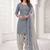 Grey printed cotton blend stitched bandhani print salwar kurta dupatta for women