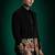 Golden crest 3 peace black hand embroidered tuxedo shirt with pant