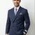 Striped peaked lapel collar double-breasted two-piece suit