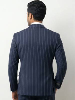 Striped peaked lapel collar double-breasted two-piece suit 3