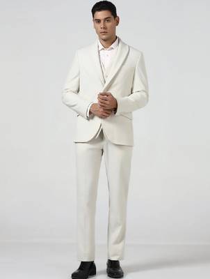 Notched lapel slim fit 3 piece suits 1
