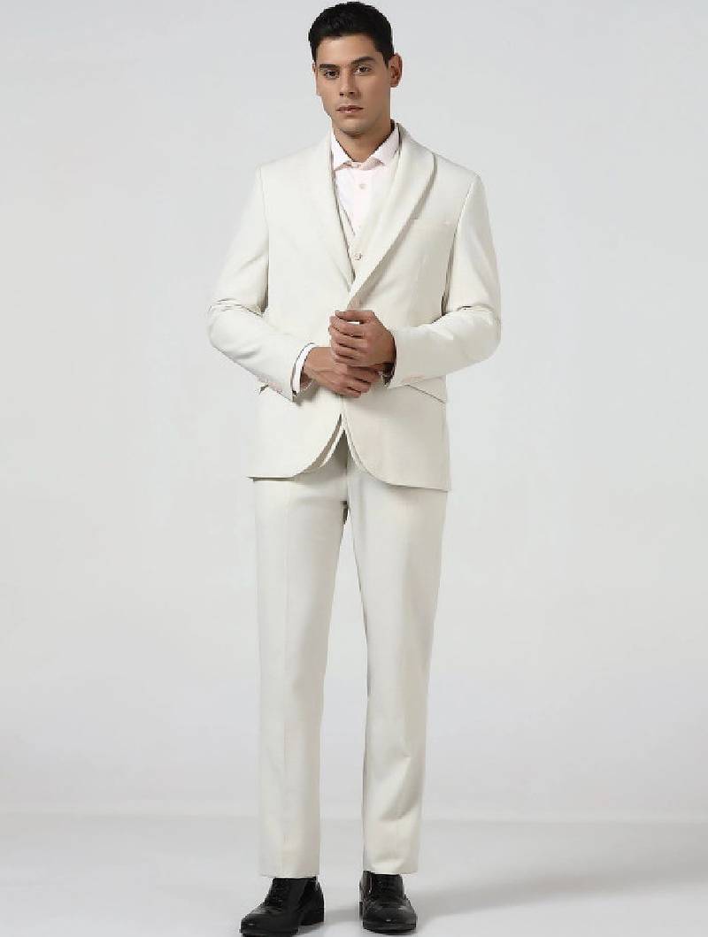Notched lapel slim fit 3 piece suits
