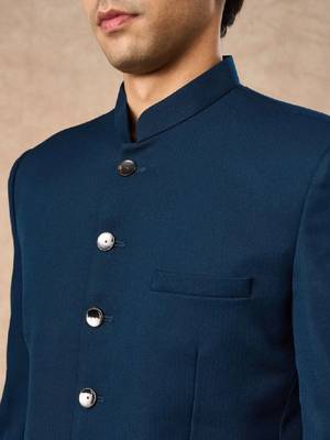 Mandarin collar tailored fit blazer and trousers suits 2
