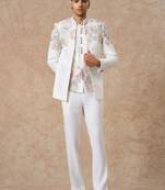 Self design mandarin collar tailored fit 3 piece suits