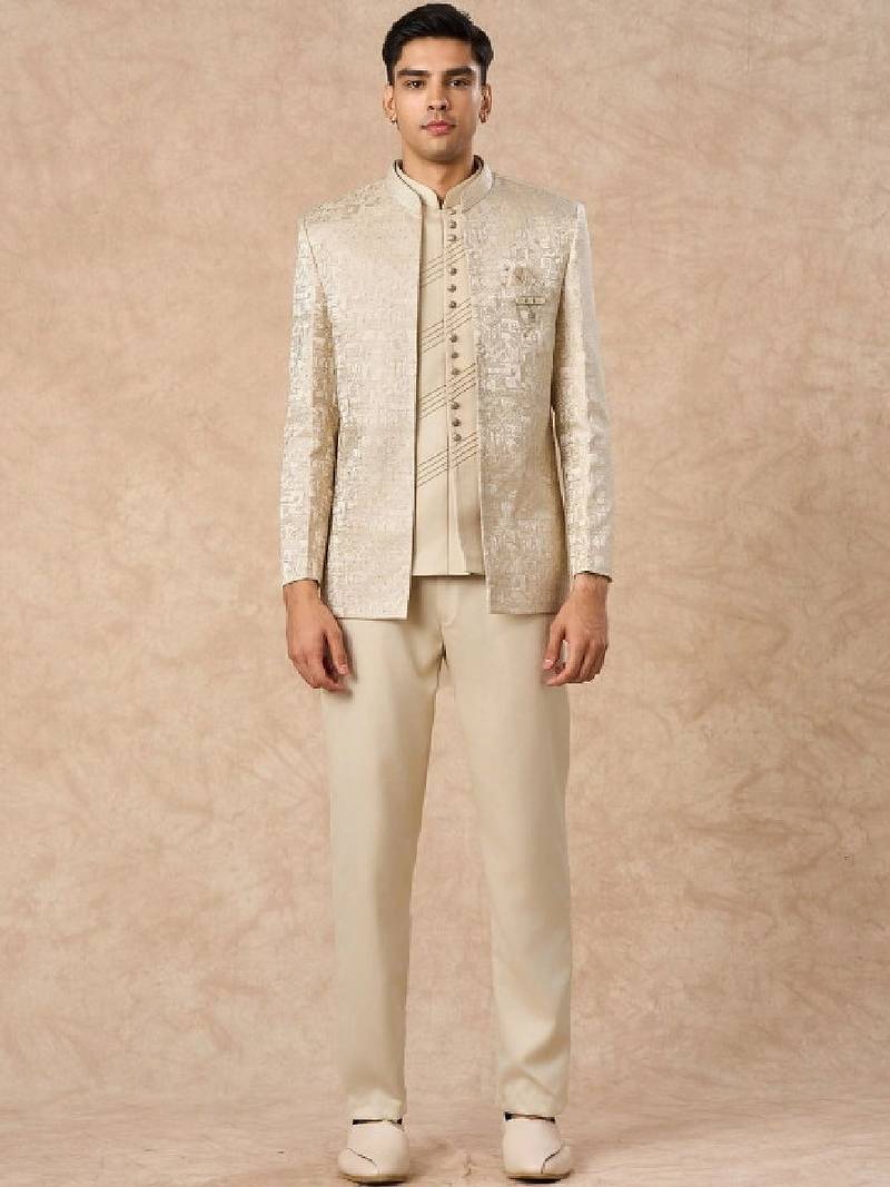Embroidered 3-pcs jodhpuri suit