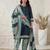 Teal printed cotton blend stitched geometric print salwar kurta dupatta for women