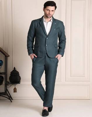 Notched lapel 2 piece blazer & trousers suits 1