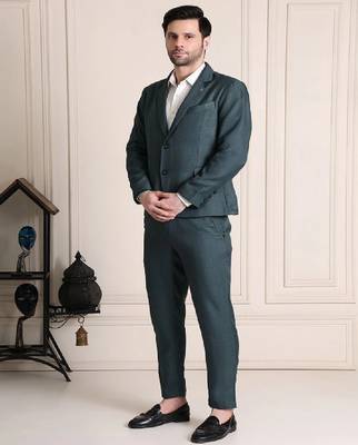 Notched lapel 2 piece blazer & trousers suits 2