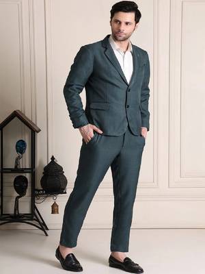 Notched lapel 2 piece blazer & trousers suits 3
