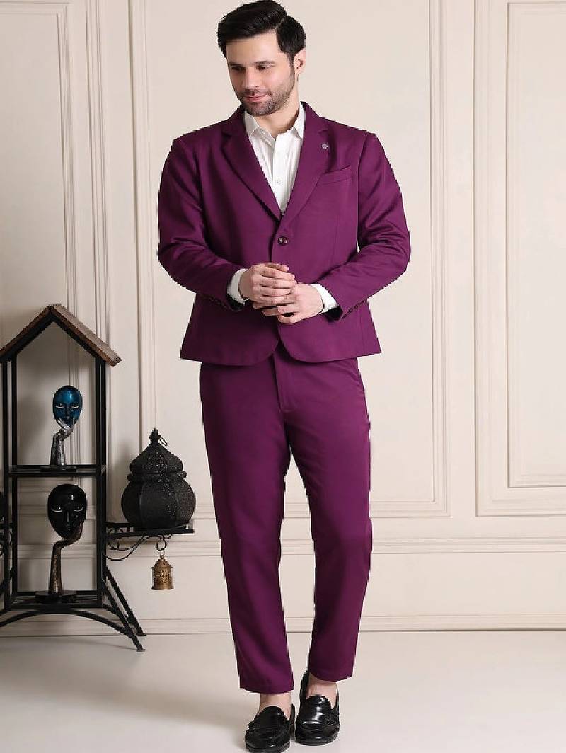 Notched lapel 2 piece blazer & trousers suits