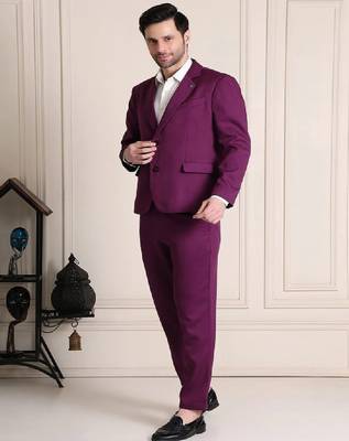 Notched lapel 2 piece blazer & trousers suits 2