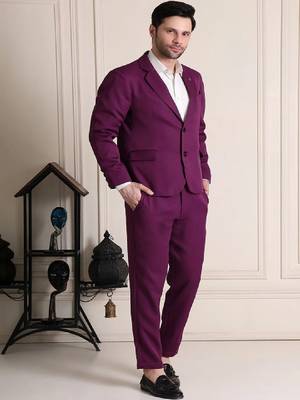 Notched lapel 2 piece blazer & trousers suits 3