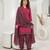 Pink printed cotton blend stitched geometric print salwar kurta dupatta for women