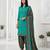 Teal printed cotton blend stitched geometric print salwar kurta dupatta for women